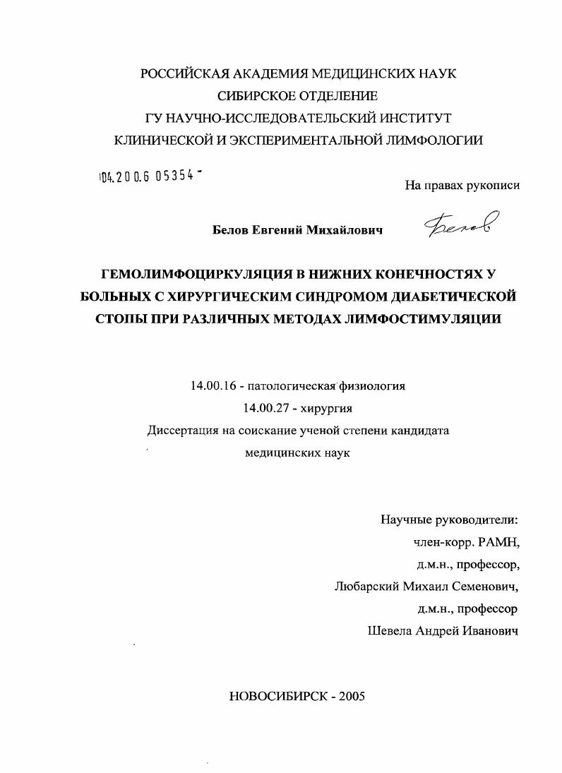Гемолимфоциркуляция в нижних конечностях у больных с хирургическим синдромом диабетической стопы при различных методах лимфостимуляции