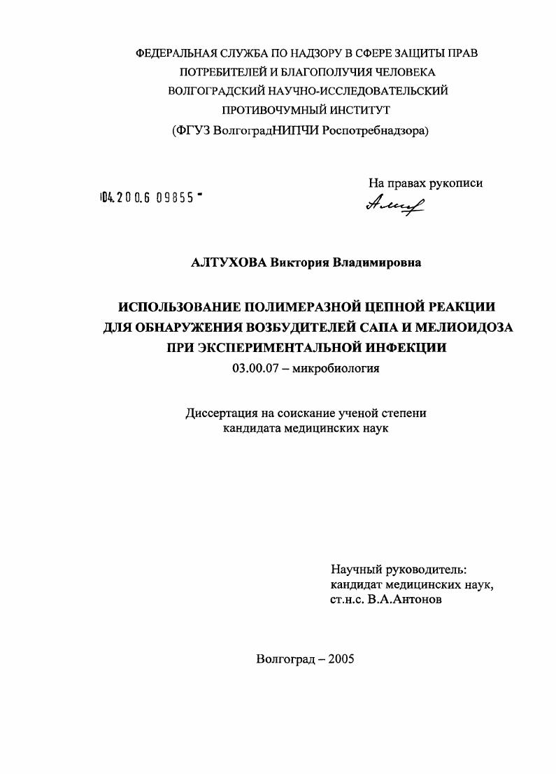 Использование полимеразной цепной реакции для обнаружения возбудителей сапа и мелиоидоза при экспериментальной инфекции