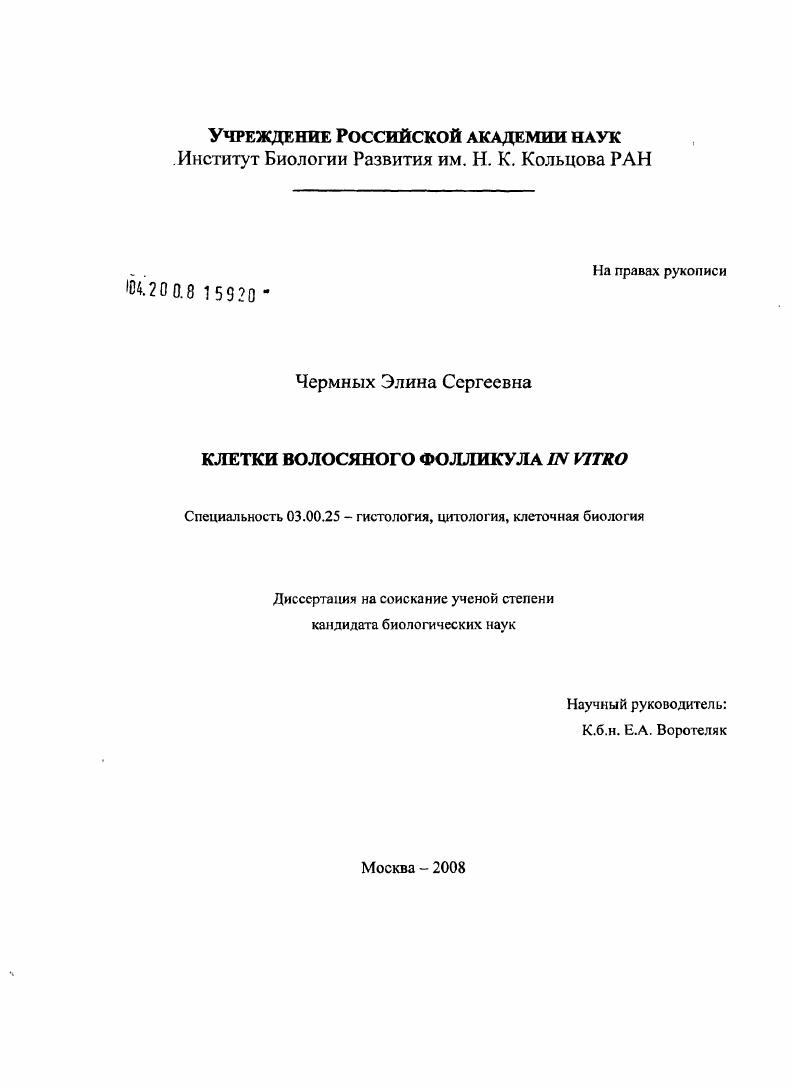 Клетки волосяного фолликула in vitro