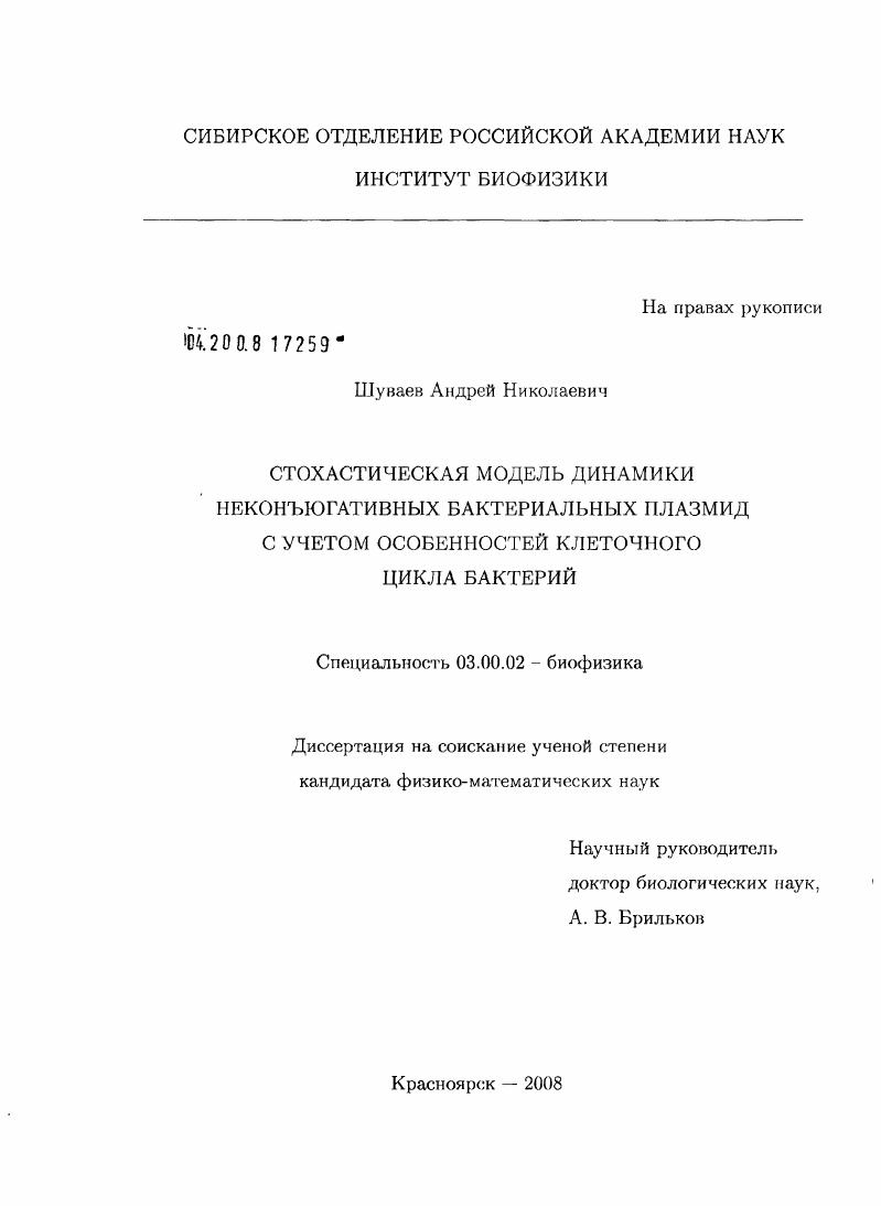 Стохастическая модель динамики неконъюгативных бактериальных плазмид с учетом особенностей клеточного цикла бактерий