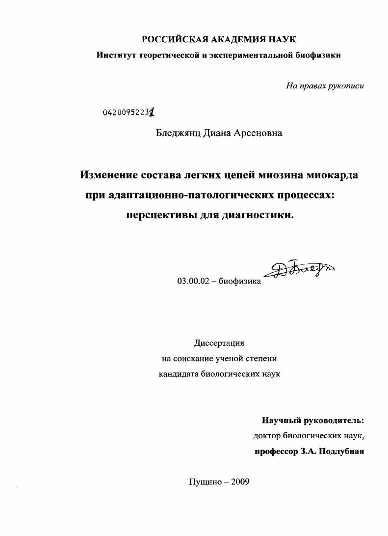 Изменение состава легких цепей миозина миокарда при адаптационно-патологических процессах: перспективы для диагностики