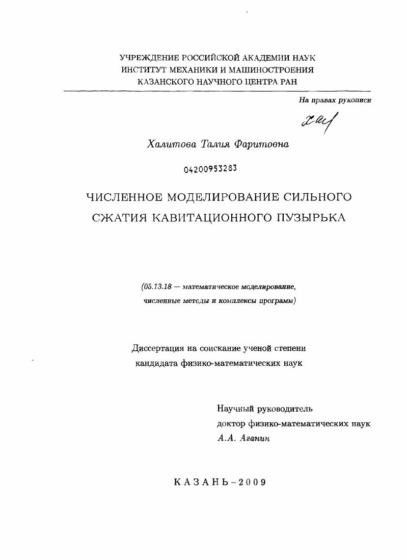 Численное моделирование сильного сжатия кавитационного пузырька