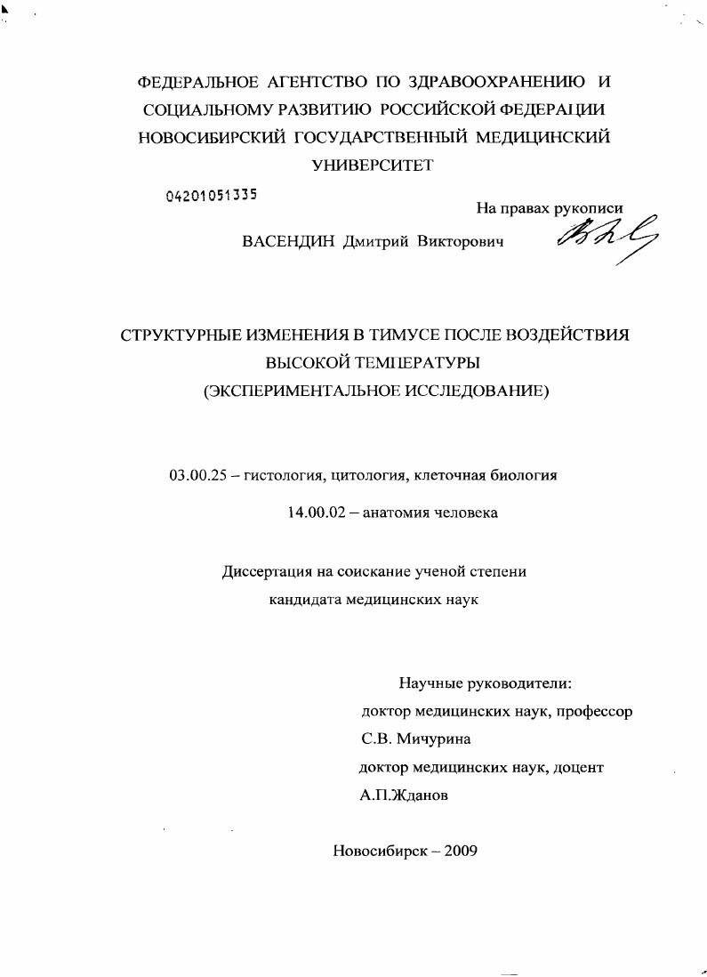 СТРУКТУРНЫЕ ИЗМЕНЕНИЯ В ТИМУСЕ ПОСЛЕ ВОЗДЕЙСТВИЯ ВЫСОКОЙ ТЕМПЕРАТУРЫ (ЭКСПЕРИМЕНТАЛЬНОЕ ИССЛЕДОВАНИЕ)