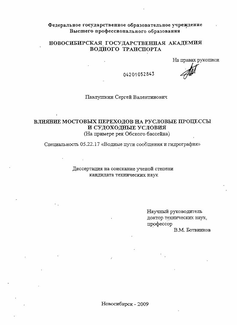 Влияние мостовых переходов на русловые процессы и судоходные условия (на примере рек Обского бассейна)