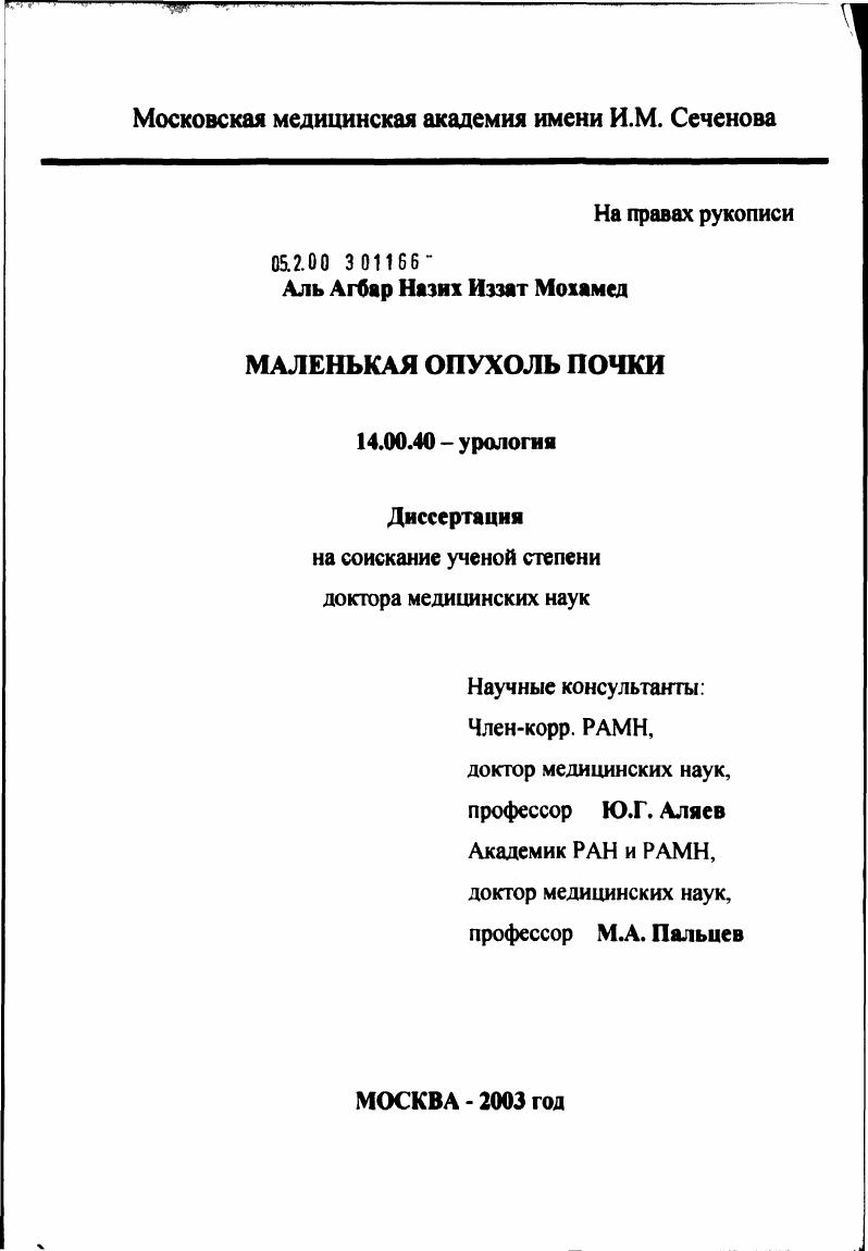 Маленькая опухоль почки