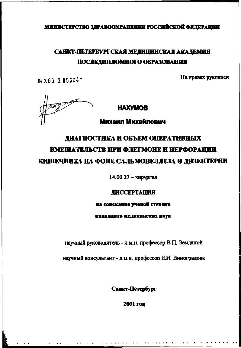 Диагностика и объем оперативных вмешательств при флегмоне и перфорации кишечника на фоне сальмонеллеза и дизентерии