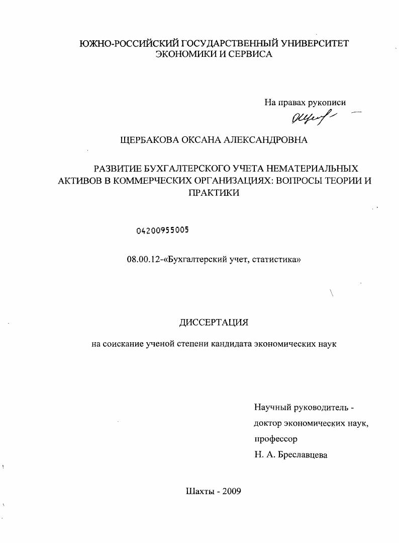 Развитие бухгалтерского учета нематериальных активов в коммерческих организациях: вопросы теории и практики