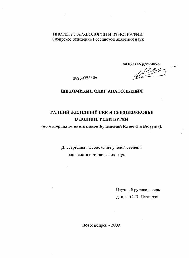 скачать диссертацию Ранний железный век и средневековье в долине реки Буреи : по материалам памятников Букинский Ключ-1 и Безумка Ранний железный век и средневековье в долине реки Буреи : по материалам памятников Букинский Ключ-1 и Безумка