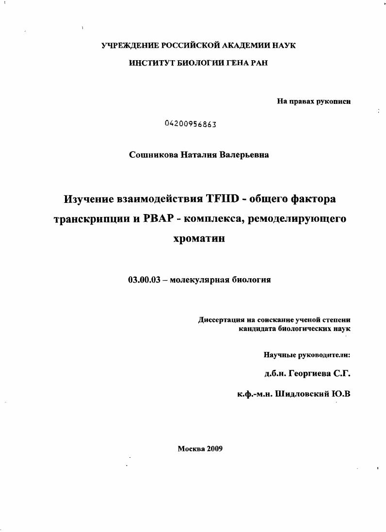 Изучение взаимодействия TFIID - общего фактора транскрипции и PBAP - комплекса, ремоделирующего хроматин