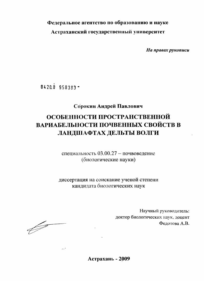 скачать диссертацию Особенности пространственной вариабельности почвенных свойств в ландшафтах дельты Волги Особенности пространственной вариабельности почвенных свойств в ландшафтах дельты Волги