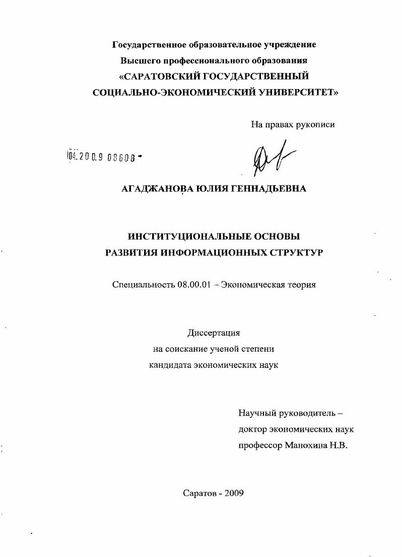 Институциональные основы развития информационных структур