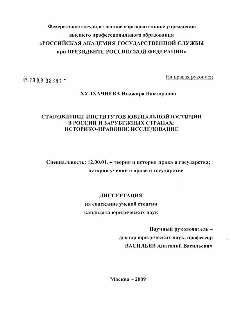 Становление институтов ювенальной юстиции в России и зарубежных странах : историко-правовое исследование