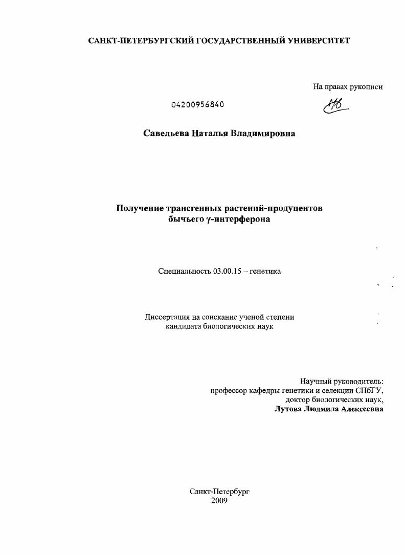 Получение трансгенных растений-продуцентов бычьего γ-интерферона