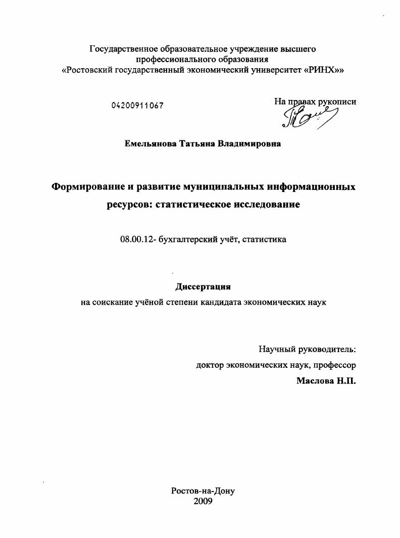 Формирование и развитие муниципальных информационных ресурсов: статистическое исследование