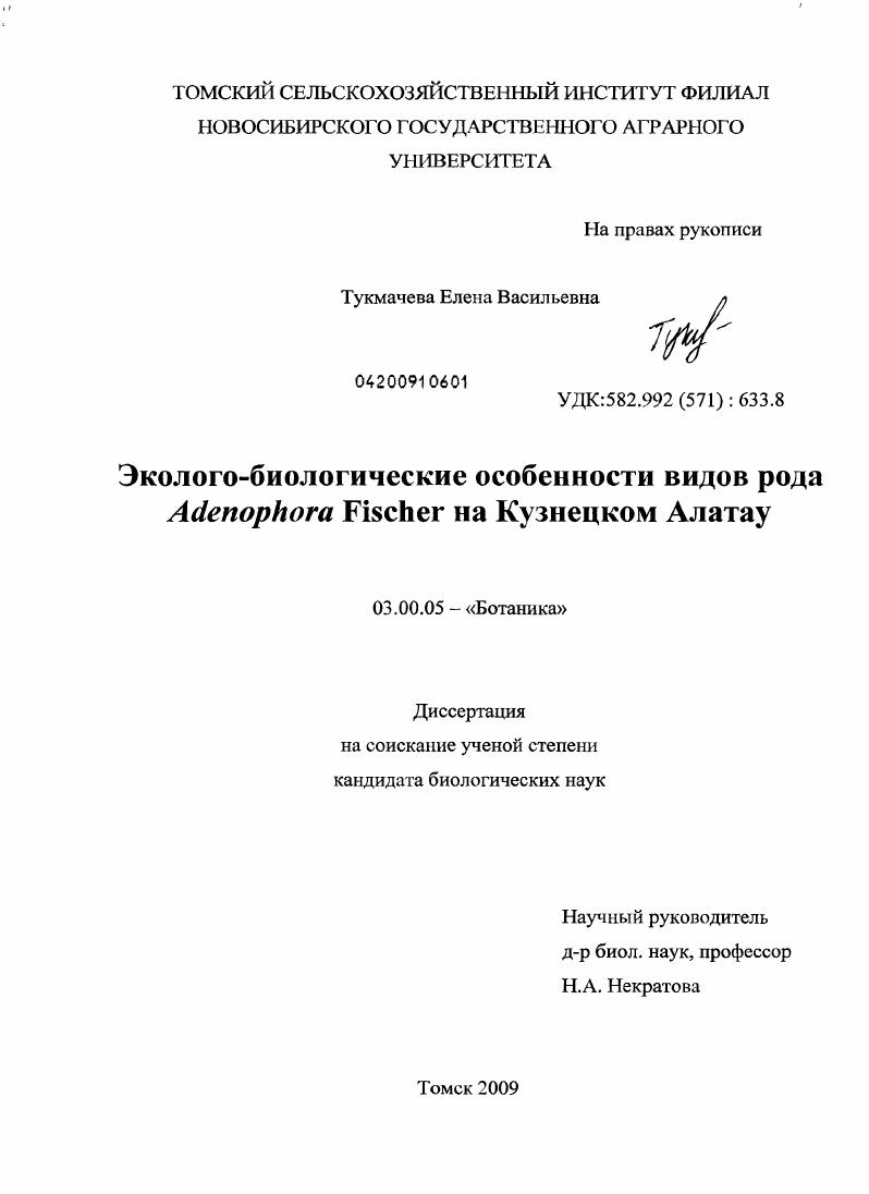 Эколого-биологические особенности видов рода Adenophora Fischer на Кузнецком Алатау