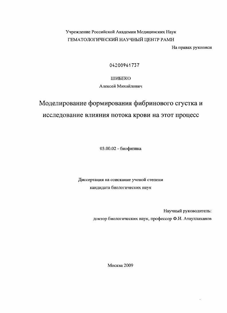 Моделирование формирования фибринового сгустка и исследование влияния потока крови на этот процесс