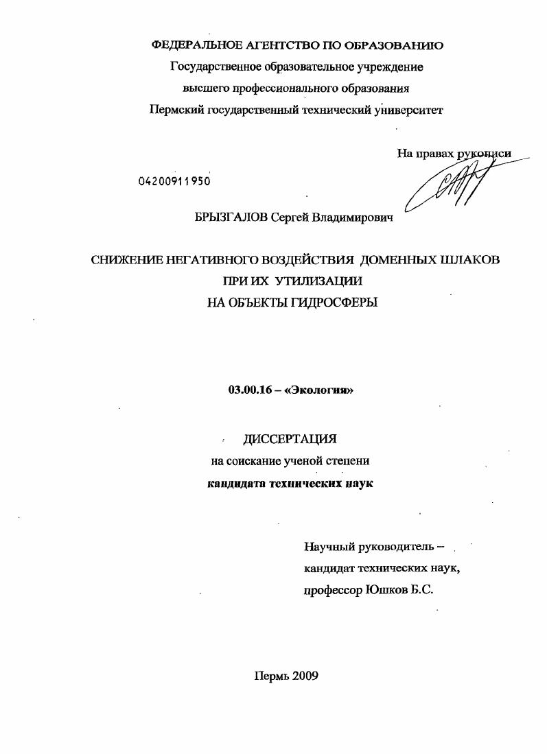 Снижение негативного воздействия доменных шлаков при их утилизации на объекты гидросферы