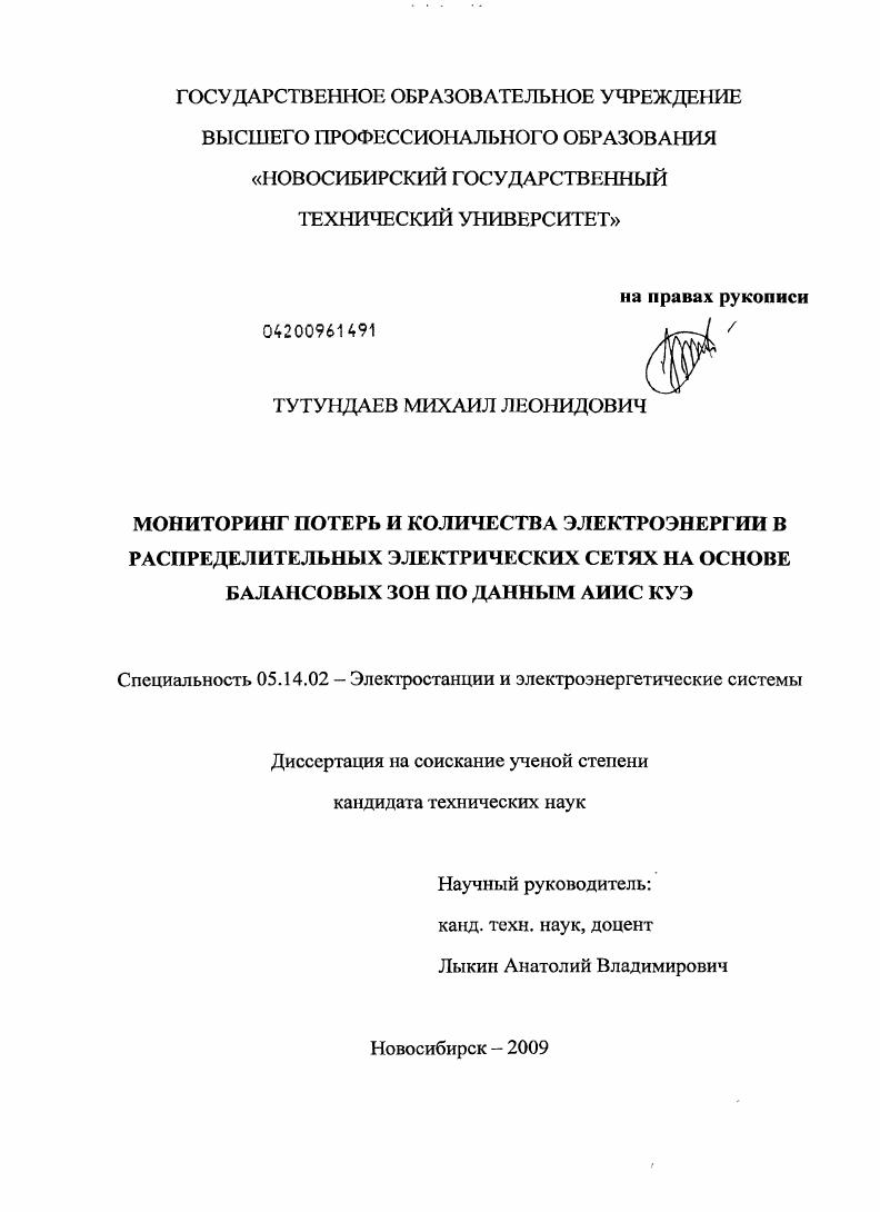 Мониторинг потерь и количества электроэнергии в распределительных электрических сетях на основе балансовых зон по данным АИИС КУЭ