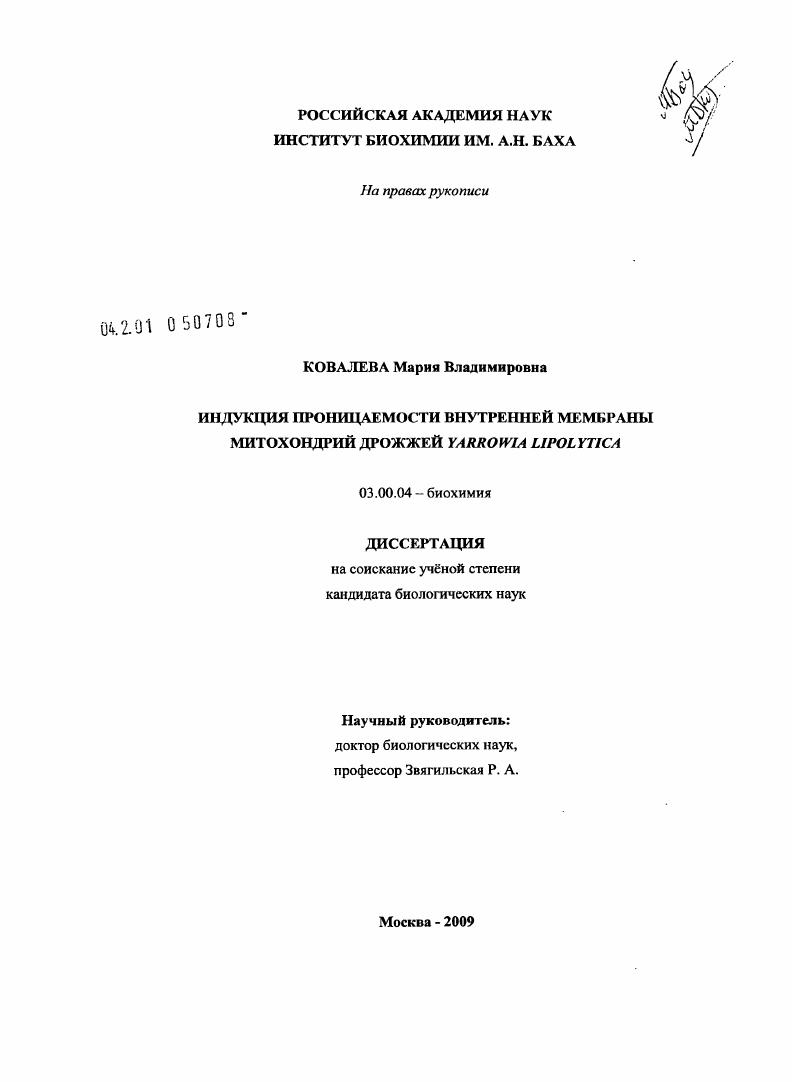 Индукция проницаемости внутренней мембраны митохондрий дрожжей Yarrowia lipolytica