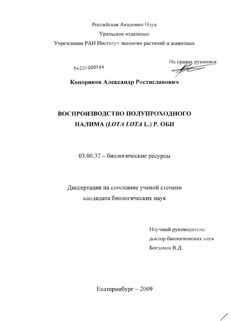 Воспроизводство полупроходного налима (Lota Lota L.) р. Оби
