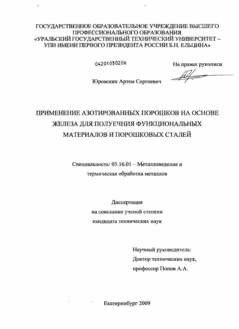 Применение азотированных порошков на основе железа для получения функциональных материалов и порошковых сталей