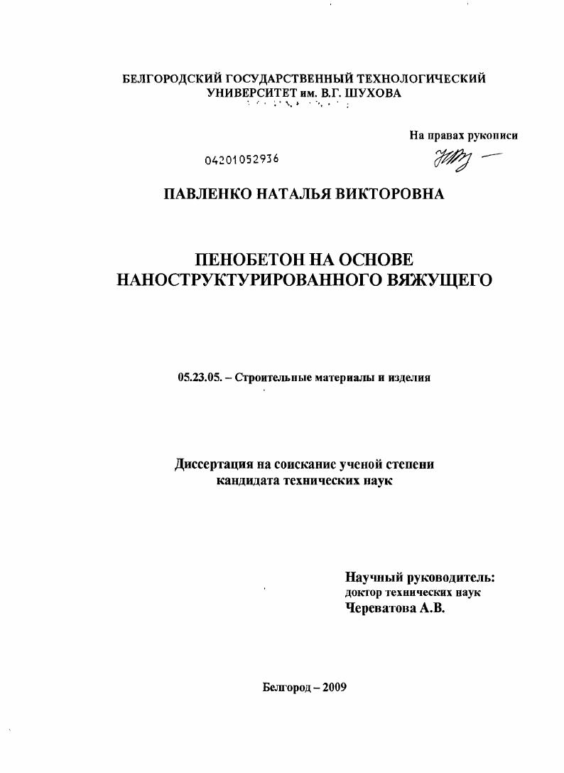 Пенобетон на основе наноструктурированного вяжущего
