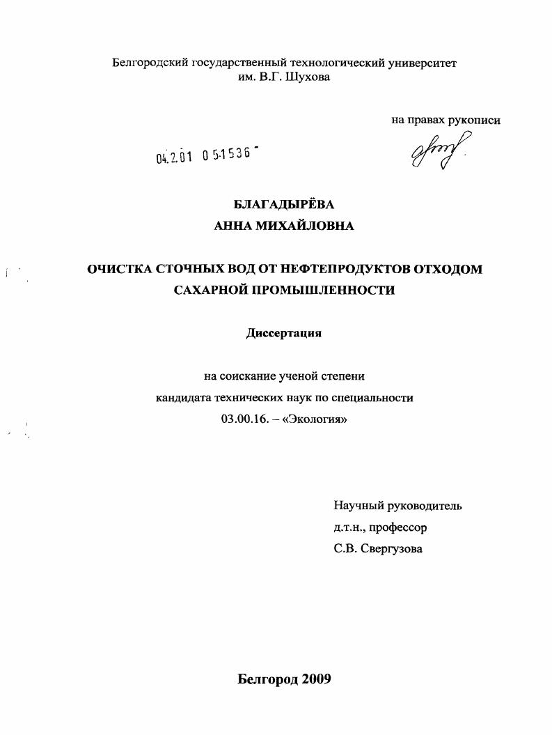 Очистка сточных вод от нефтепродуктов отходами сахарной промышленности
