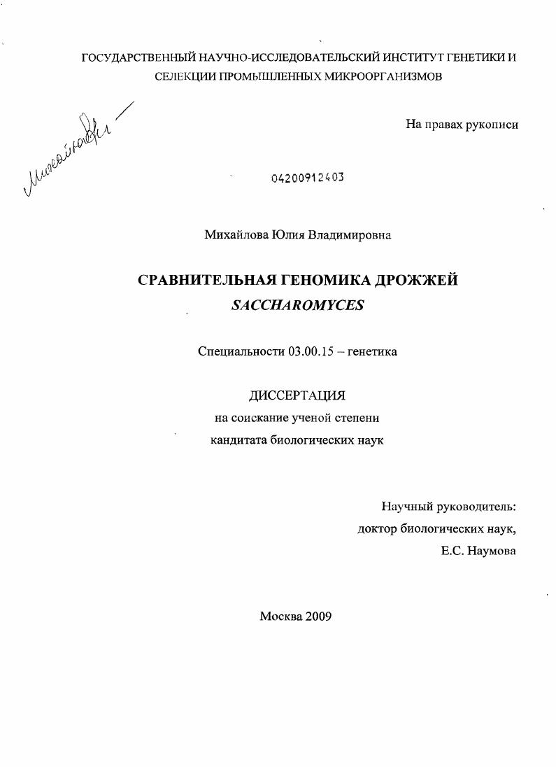 Сравнительная геномика дрожжей Saccharomyces