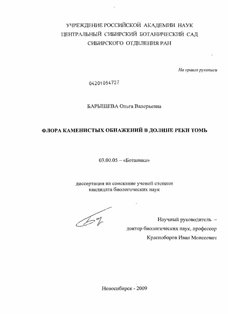 Флора каменистых обнажений в долине реки Томь