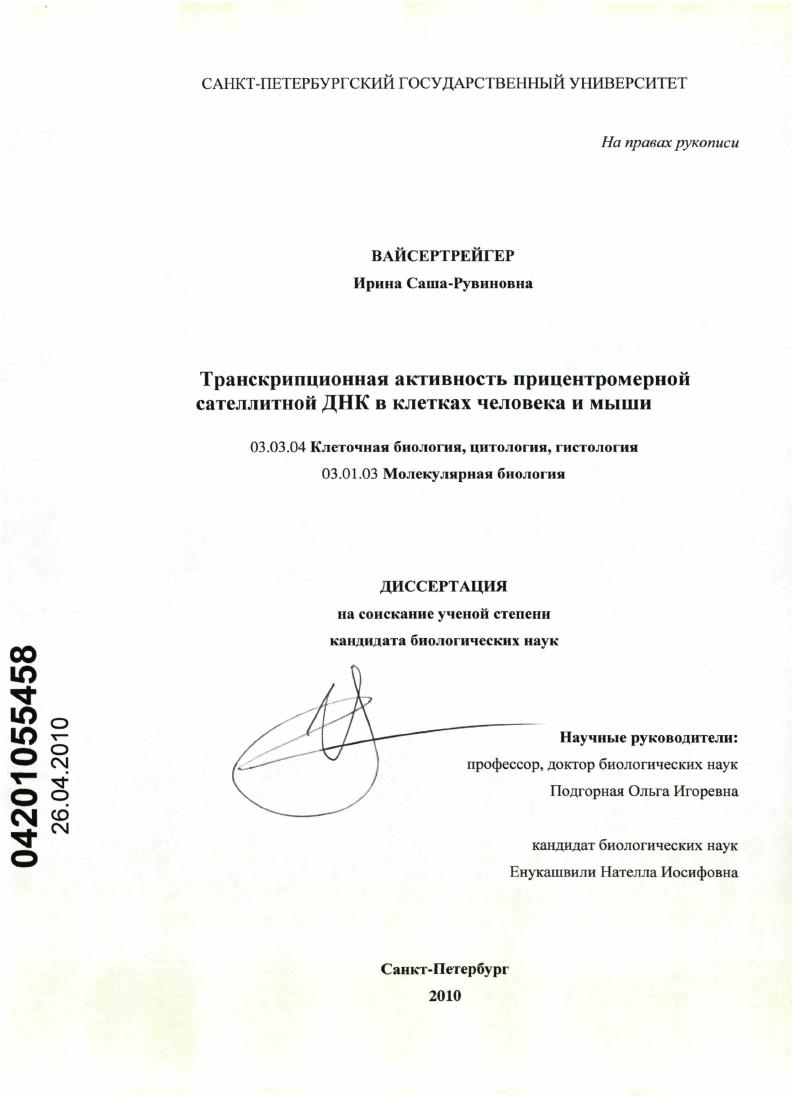 Транскрипционная активность прицентромерной сателлитной ДНК в клетках человека и мыши