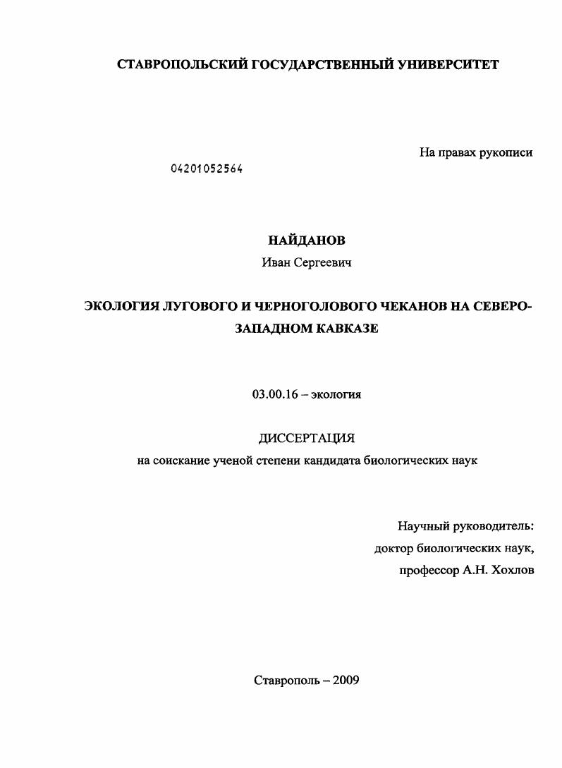 Экология лугового и черноголового чеканов на Северо-Западном Кавказе