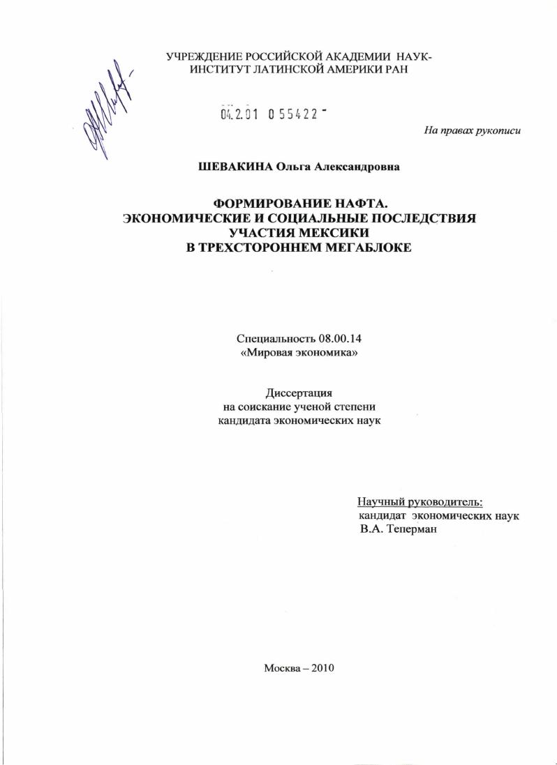 Формирование нафта. Экономические и социальные последствия участия Мексики в трехстороннем мегаблоке