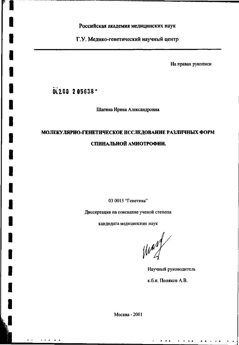 Молекулярно-генетическое исследование различных форм спинальной амиотрофии