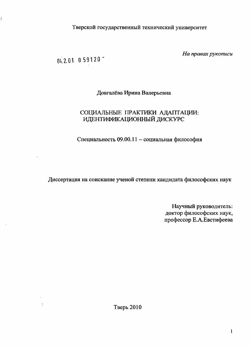 Социальные практики адаптации: идентификационный дискурс