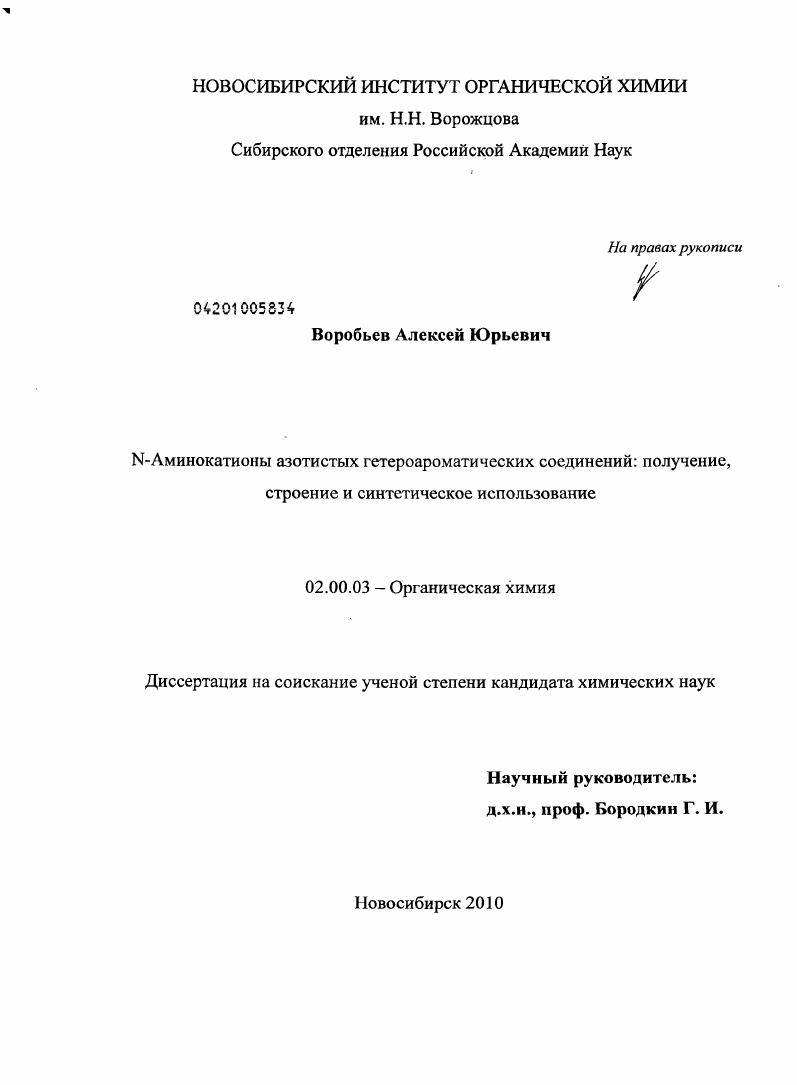 N-аминокатионы азотистых гетероароматических соединений: получение, строение и синтетическое использование