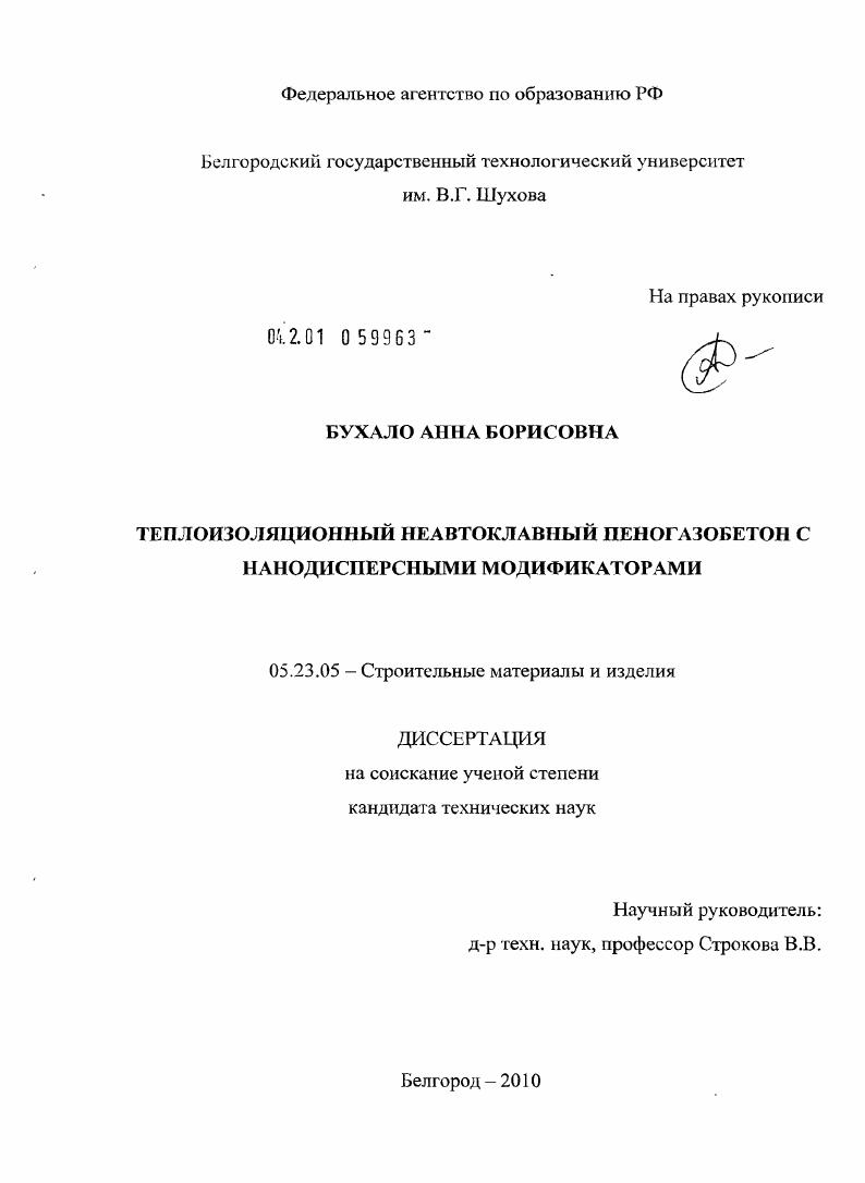 Теплоизоляционный неавтоклавный пеногазобетон с нанодисперсными модификаторами