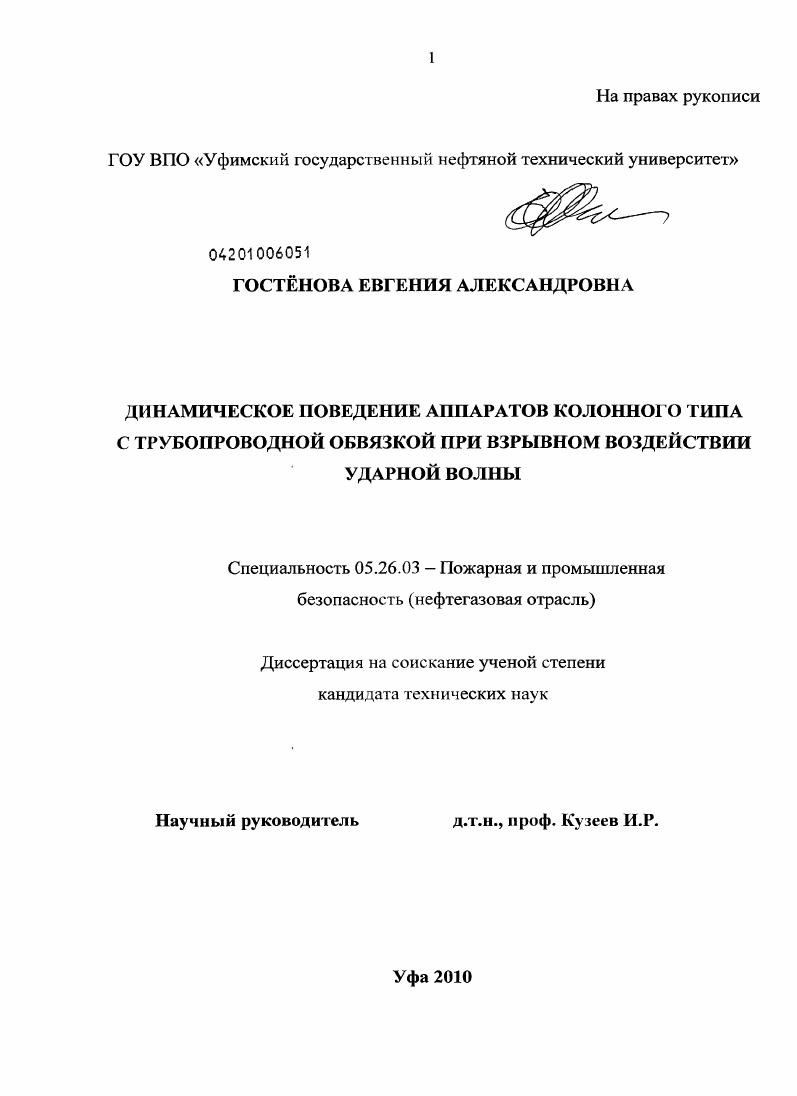 Динамическое поведение аппаратов колонного типа с трубопроводной обвязкой при взрывном воздействии ударной волны