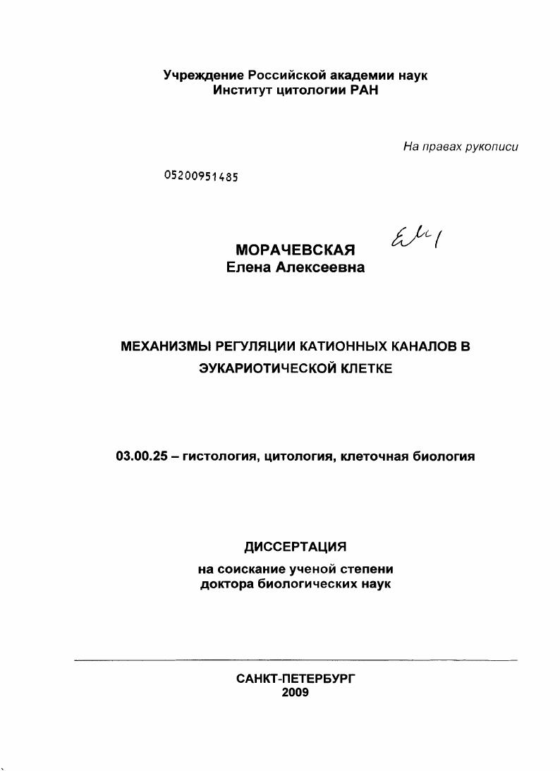 Механизмы регуляции катионных каналов в эукариотической клетке