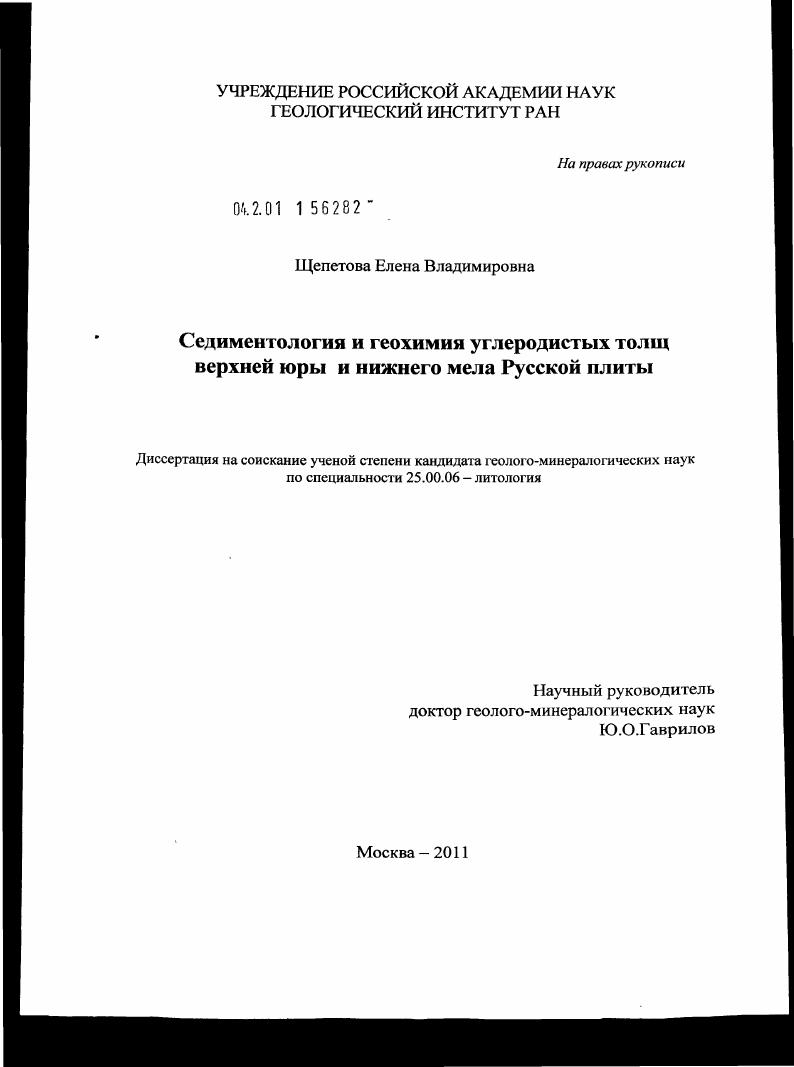 скачать диссертацию Седиментология и геохимия углеродистых толщ верхней юры и нижнего мела Русской плиты Седиментология и геохимия углеродистых толщ верхней юры и нижнего мела Русской плиты