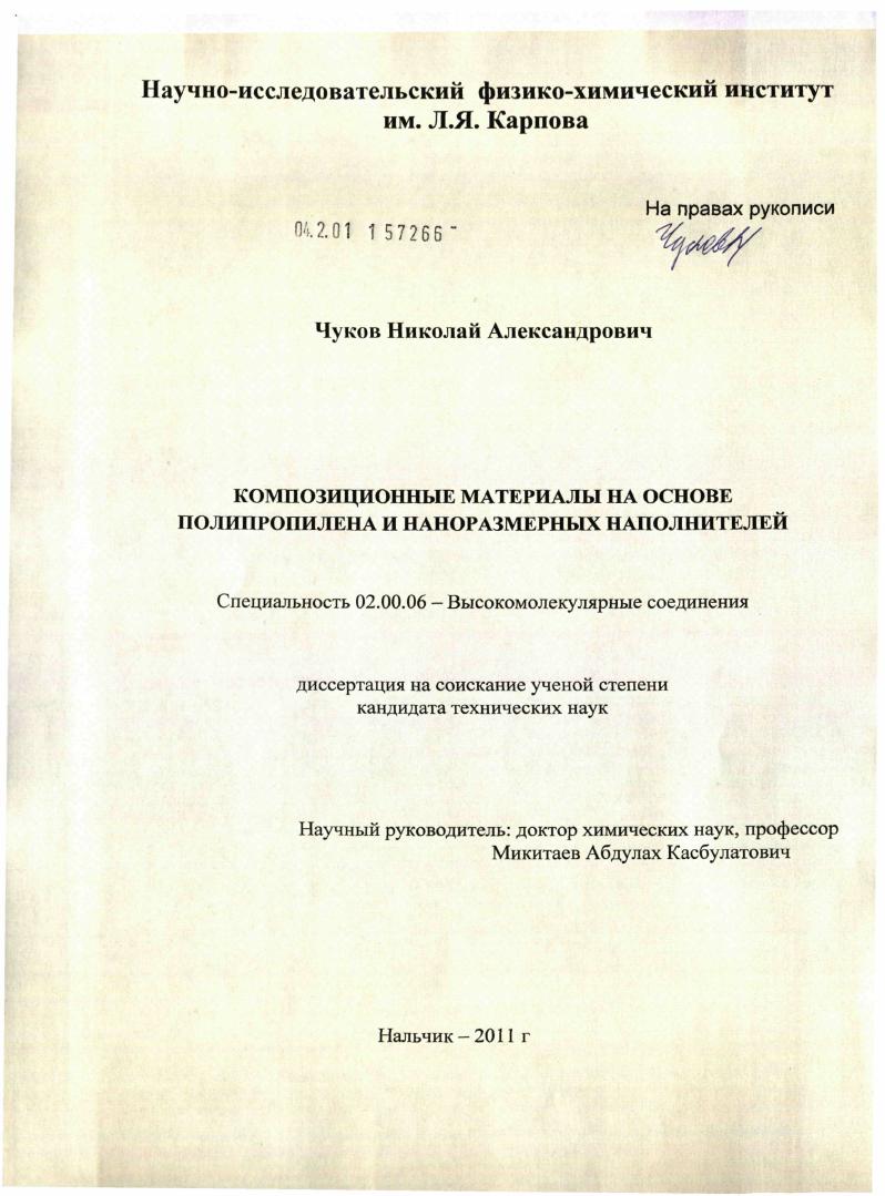 Композиционные материалы на основе полипропилена и наноразмерных наполнителей