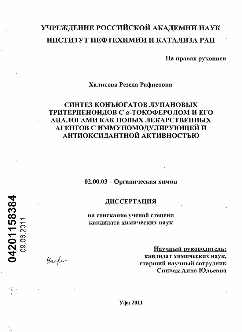 Синтез конъюгатов лупановых тритерпеноидов с α-токоферолом и его аналогами как новых лекарственных агентов с иммуномодулирующей и антиоксидантной активностью