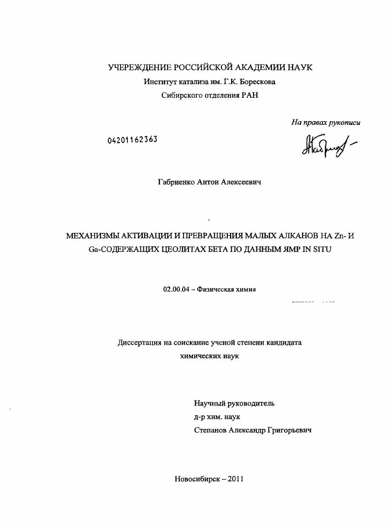 скачать диссертацию Механизмы активации и превращения малых алканов на Zn- и Ga-содержащих цеолитах бета по данным ЯМР in situ Механизмы активации и превращения малых алканов на Zn- и Ga-содержащих цеолитах бета по данным ЯМР in situ