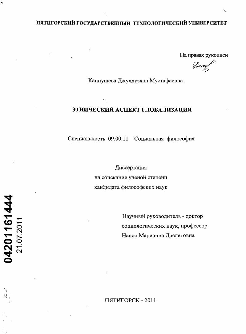 Этнический аспект глобализации