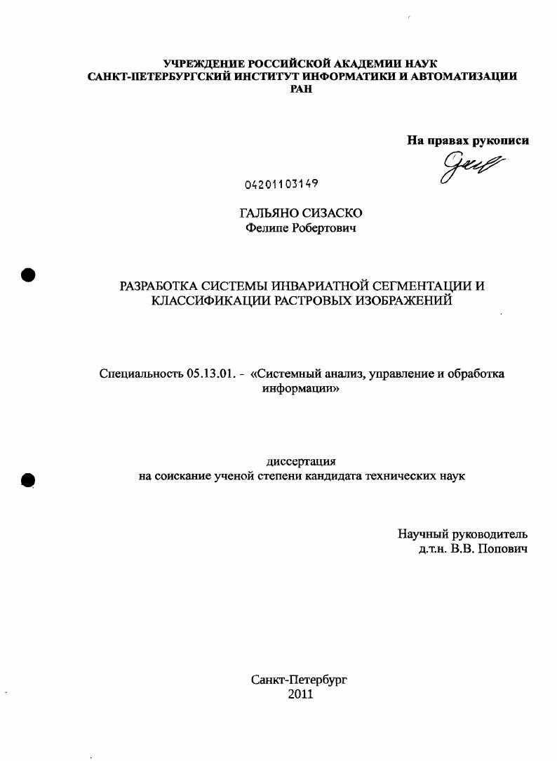 Разработка системы инвариантной сегментации и классификации растровых изображений