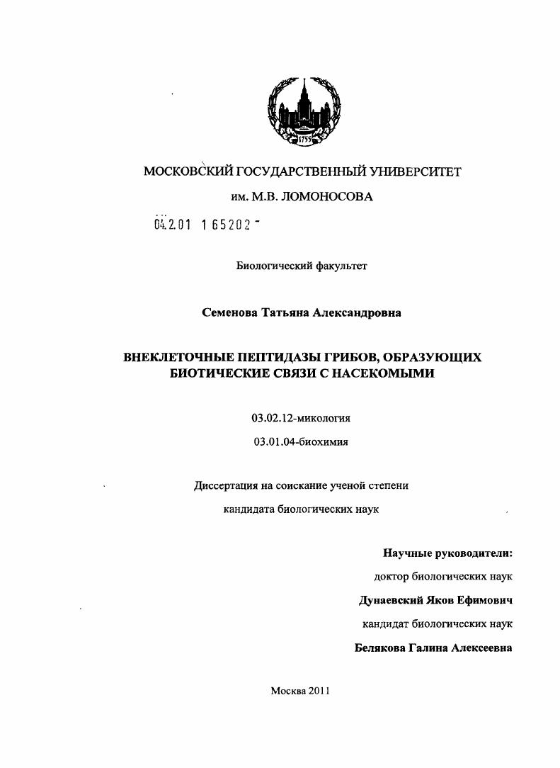Внеклеточные пептидазы грибов, образующих биотические связи с насекомыми