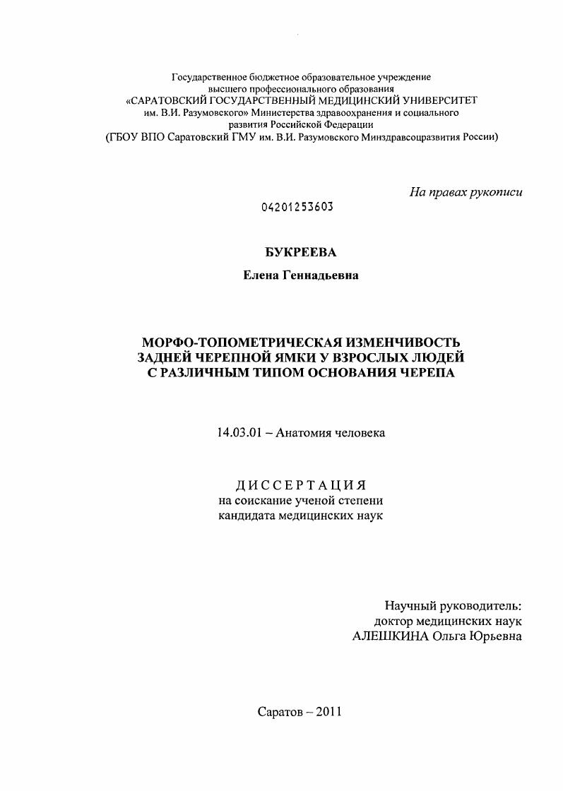 Морфо-топометрическая изменчивость задней черепной ямки у взрослых людей с различным типом основания черепа