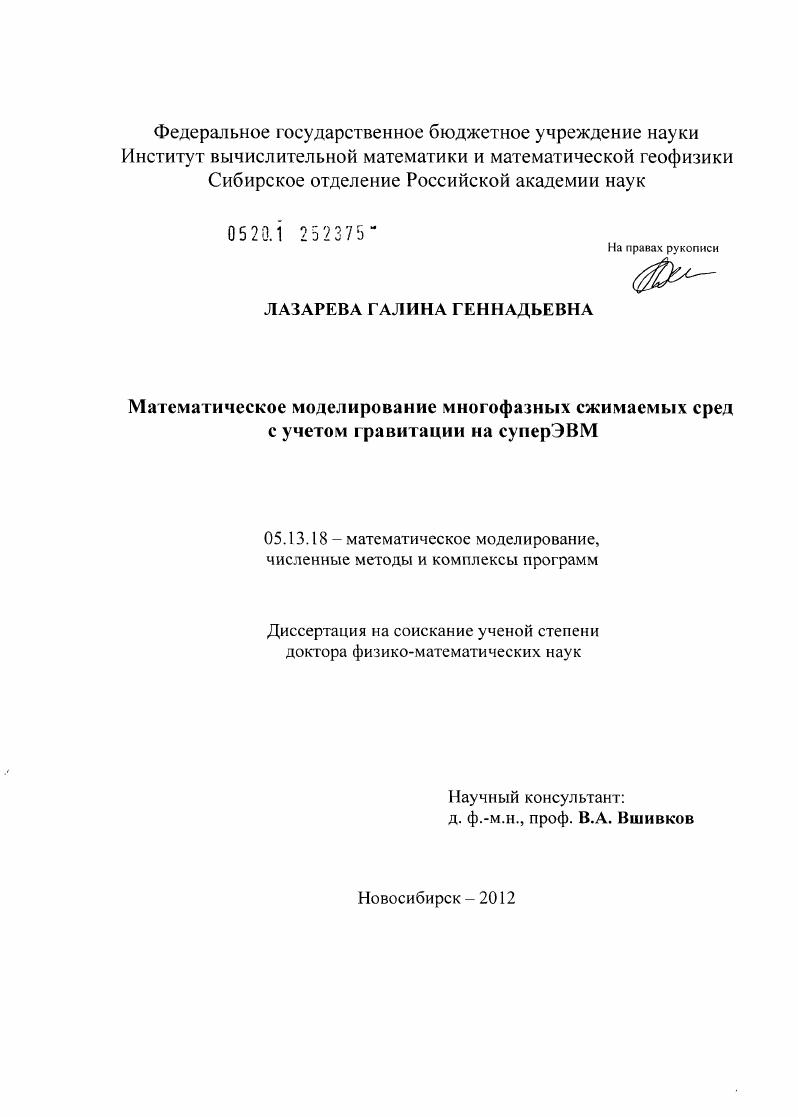 скачать диссертацию Математическое моделирование многофазных сжимаемых сред с учетом гравитации на суперЭВМ Математическое моделирование многофазных сжимаемых сред с учетом гравитации на суперЭВМ