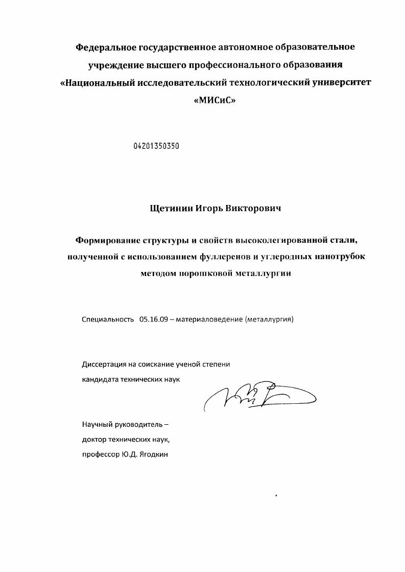 скачать диссертацию Формирование структуры и свойств высоколегированной стали, полученной с использованием фуллеренов и углеродных нанотрубок методом порошковой металлургии Формирование структуры и свойств высоколегированной стали, полученной с использованием фуллеренов и углеродных нанотрубок методом порошковой металлургии