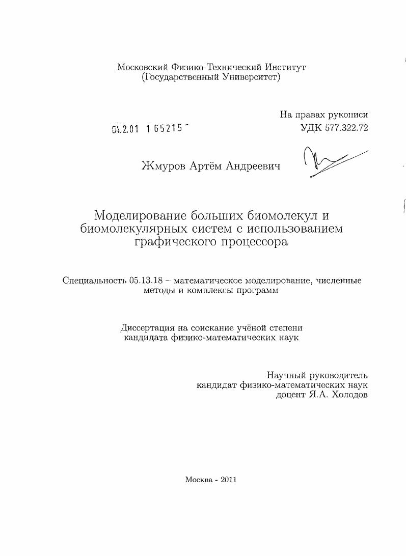 Моделирование больших биомолекул и биомолекулярных систем с использованием графического процессора
