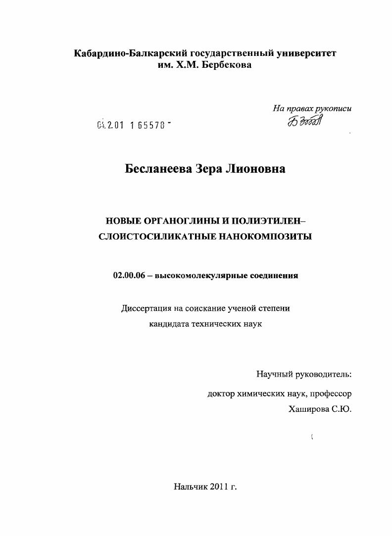 Новые органоглины и полиэтилен-слоистосиликатные нанокомпозиты